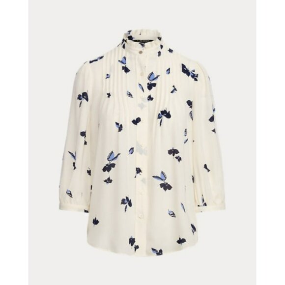 NWT Ralph Lauren Ladies Floral Georgette BlouseLauren Petite Size S/P - Picture 1 of 9